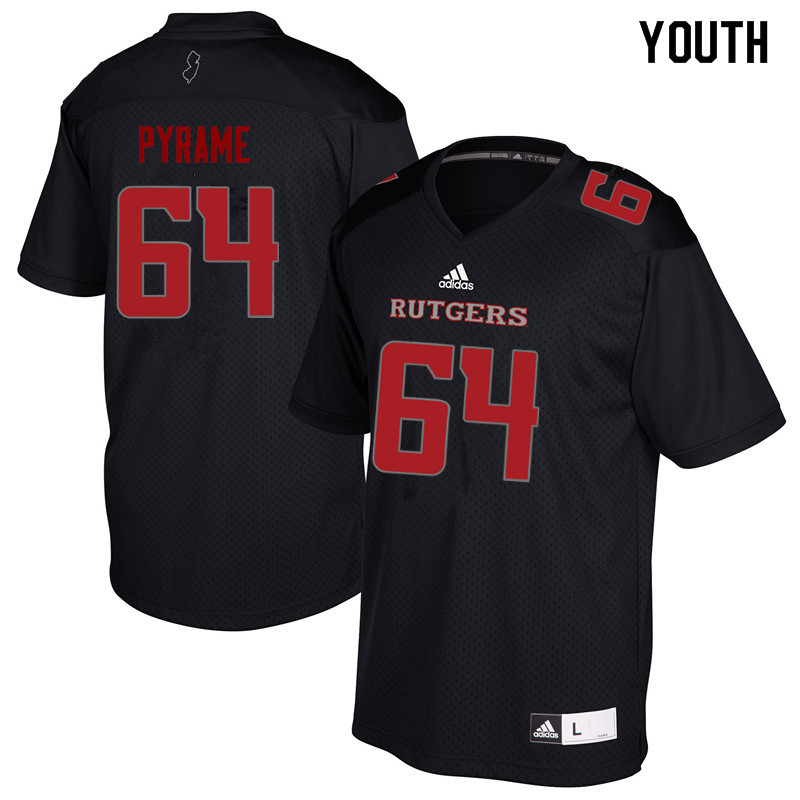 Youth #64 Skiy Pyrame Rutgers Scarlet Knights College Football Jerseys Sale-Black